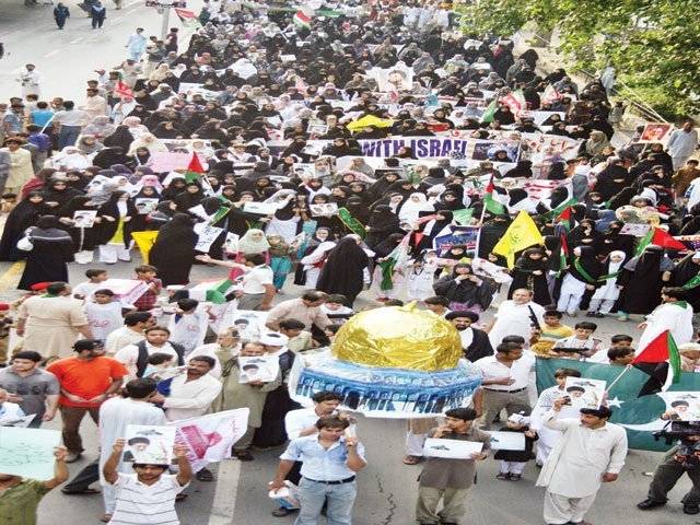 یوم القدس کے موقع پرملک کے مختلف شہروں میں لاہور اور کوئٹہ میں ہونے والی دہشت گردی کے خلاف مظاہرے کیے گئے۔  